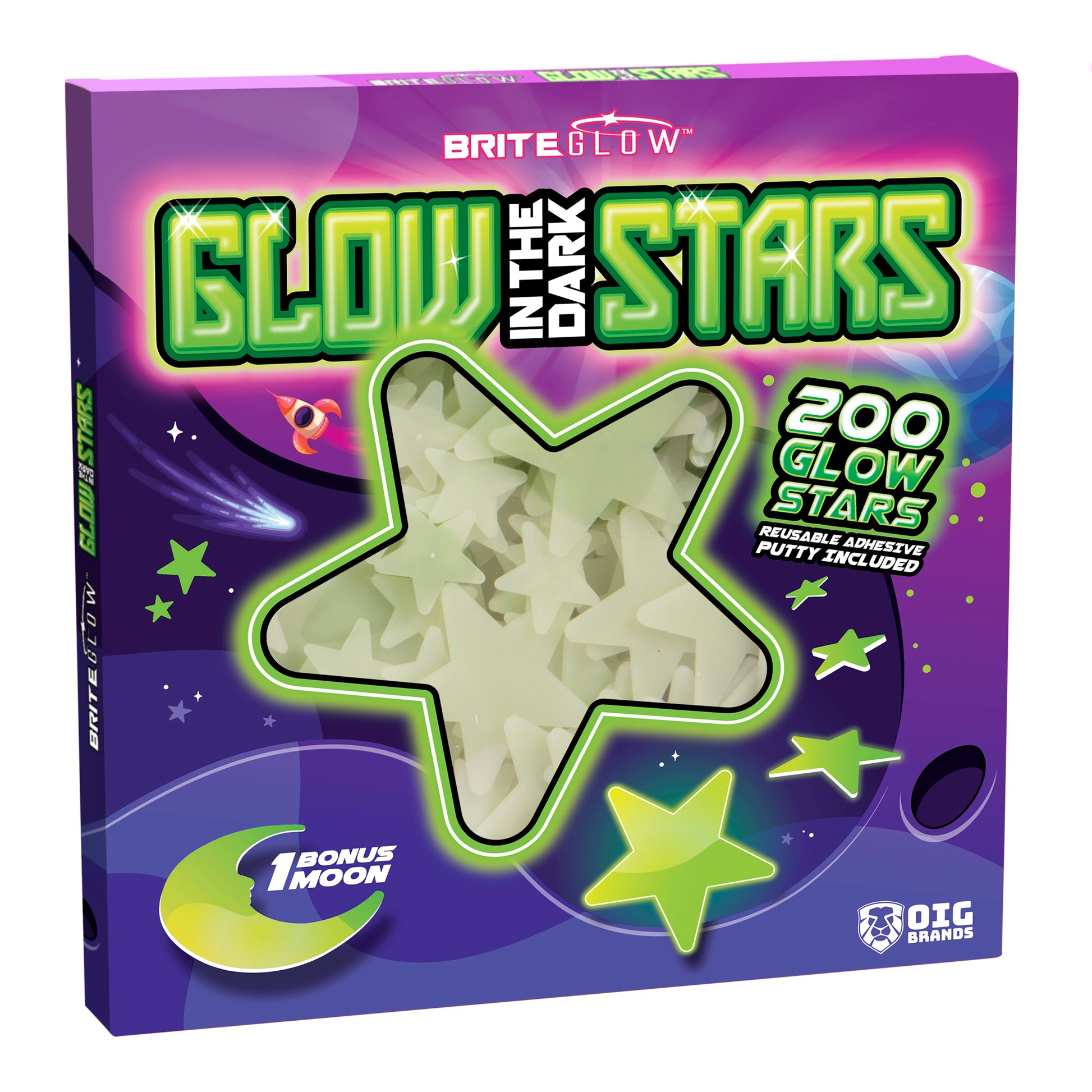 Glow-In-The-Dark Star Packs-Colorful Stars 50/Pkg